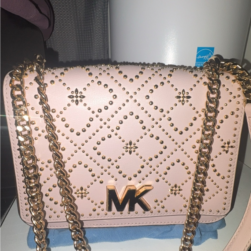 Michael Kors Blush Pink Crossbody Bag with Gold Chain
